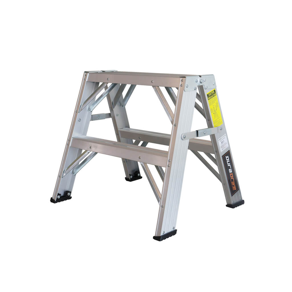 DuraDrive 2 ft. Aluminum Sawhorse Step Ladder with 300 lb. Load Capacity