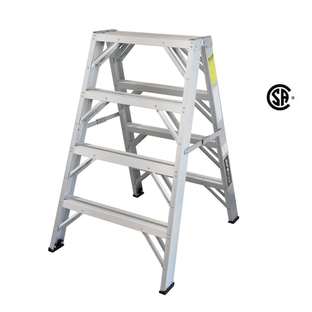 DuraDrive 4 ft. Aluminum Sawhorse Step Ladder with 300 lb. Load Capacity