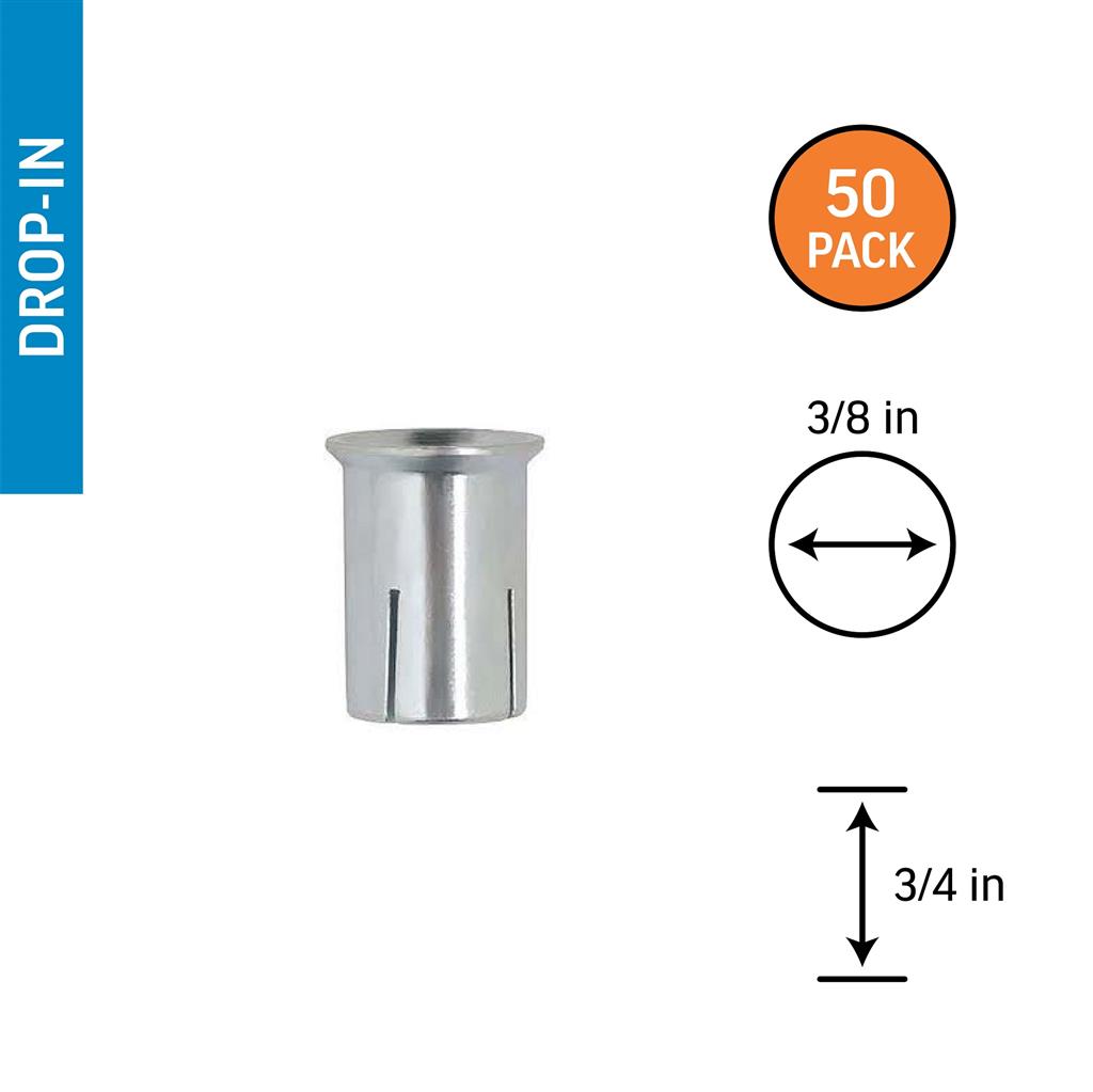 DuraDrive 3/8 in. Lipped Short Drop-in Anchor (50-Pack)