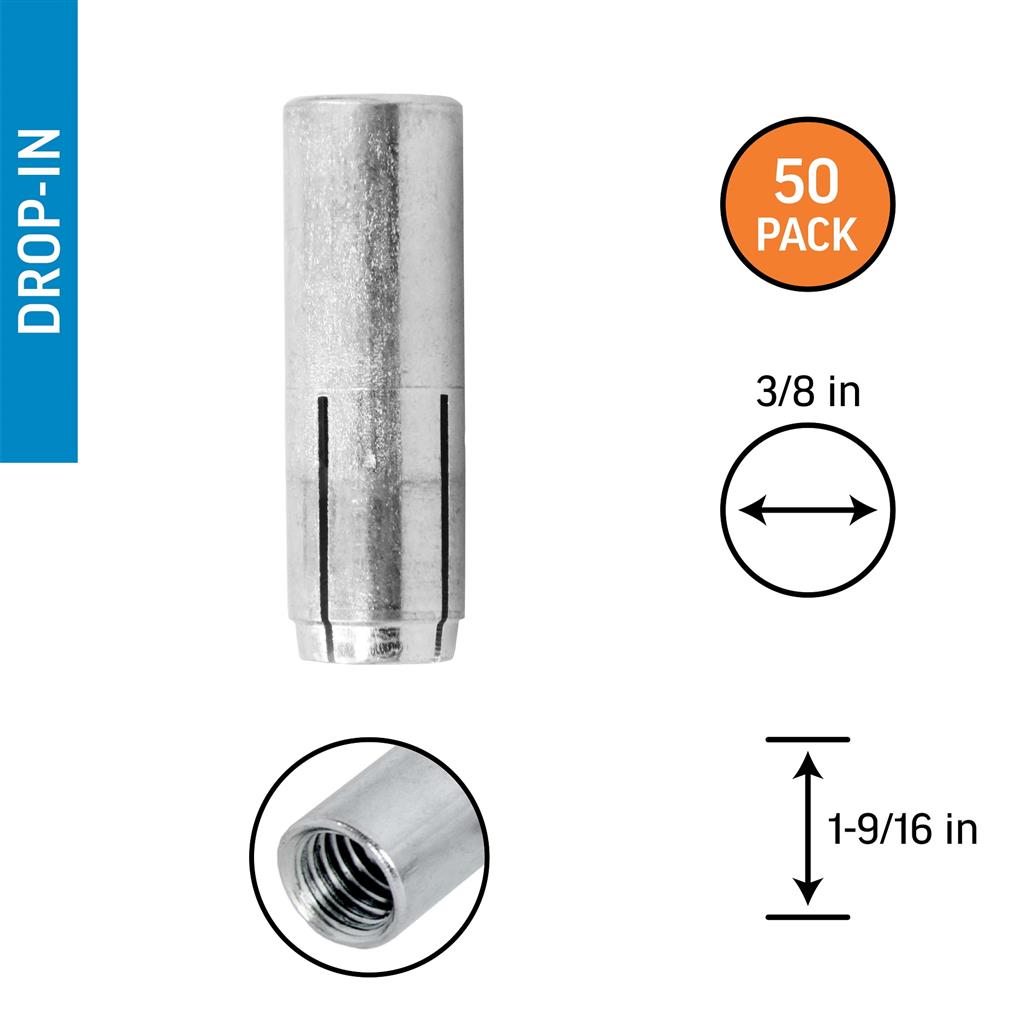 DuraDrive 3/8 in.  Smooth Drop-in Internally Threaded Anchor (50-Pack)