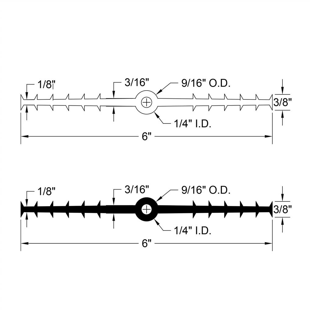 BoMetals RCB-6316WS 6 in. x 50 ft. Ribbed Center Bulb Non-Virgin PVC Waterstop