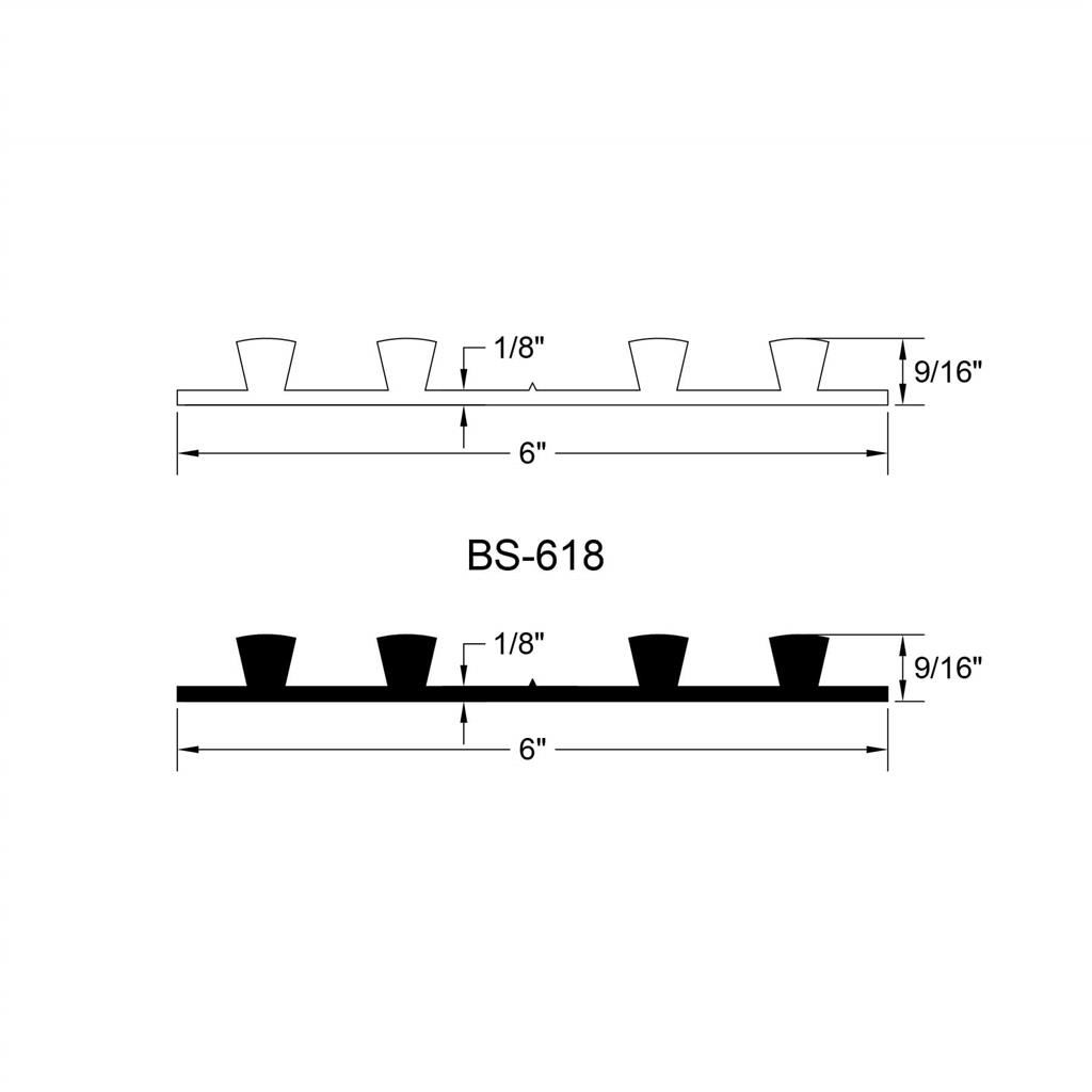 BoMetals BS-618WS 6 in. x 1/8 in. x 50 ft. Style-776 Base Seal Non-Virgin PVC Waterstop