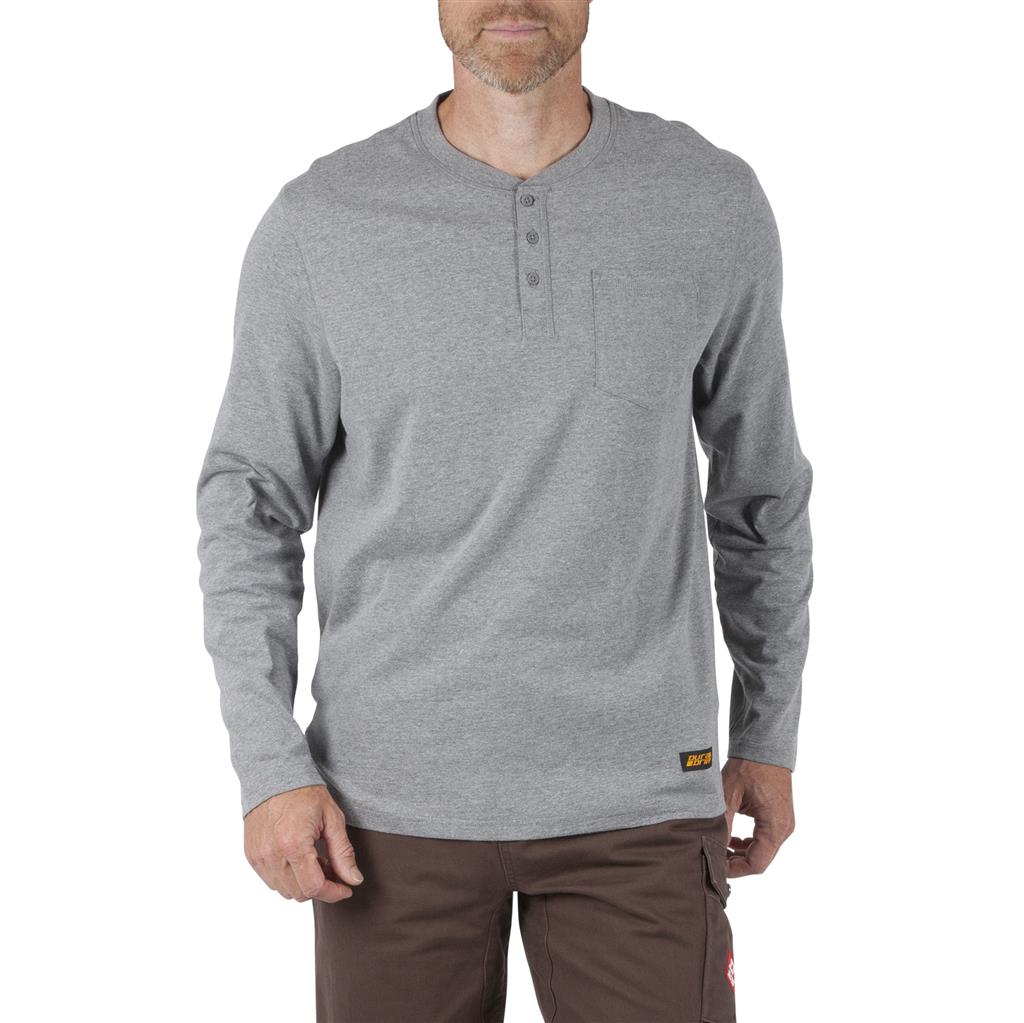 DURADRIVE LINK L/S HENLEY SHIRT WITH CHEST POCKET - BLUE OR HEATHER GREY