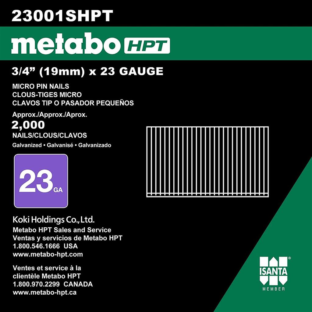 Metabo HPT 23001SHPT 3/4 in. 23-Gauge Galvanized Headless Micro Pin Nails (2,000-Pack)