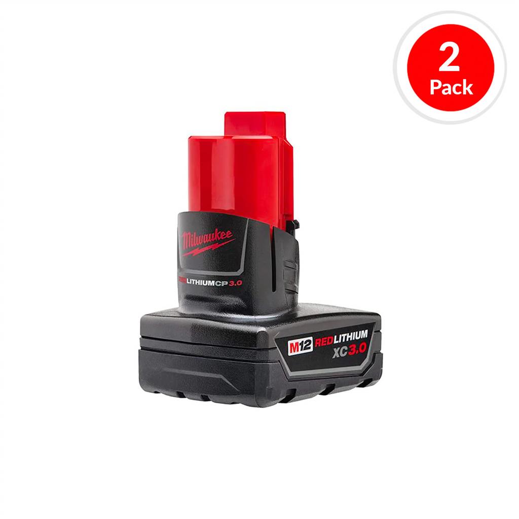 Milwaukee 48-11-2412 M12 12-Volt 3.0-Ah REDLITHIUM XC Lithium-Ion Battery (2-Pack)