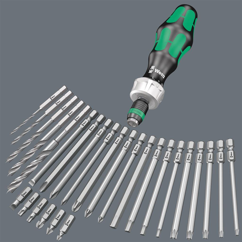 Wera 05051041001 Kraftform Kompakt 60 RA Imperial 1/4 in. Ratcheting Screwdriver Set with Bits (17-Piece)