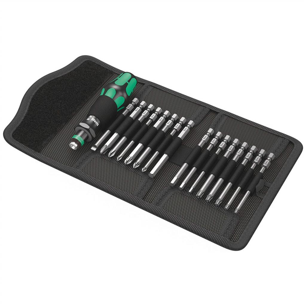 Wera 05059295001 Kraftform Kompakt 60 Metric 1/4 in. Bitholding Quick-Release Chuck Screwdriver and Bit Set (17-Piece)