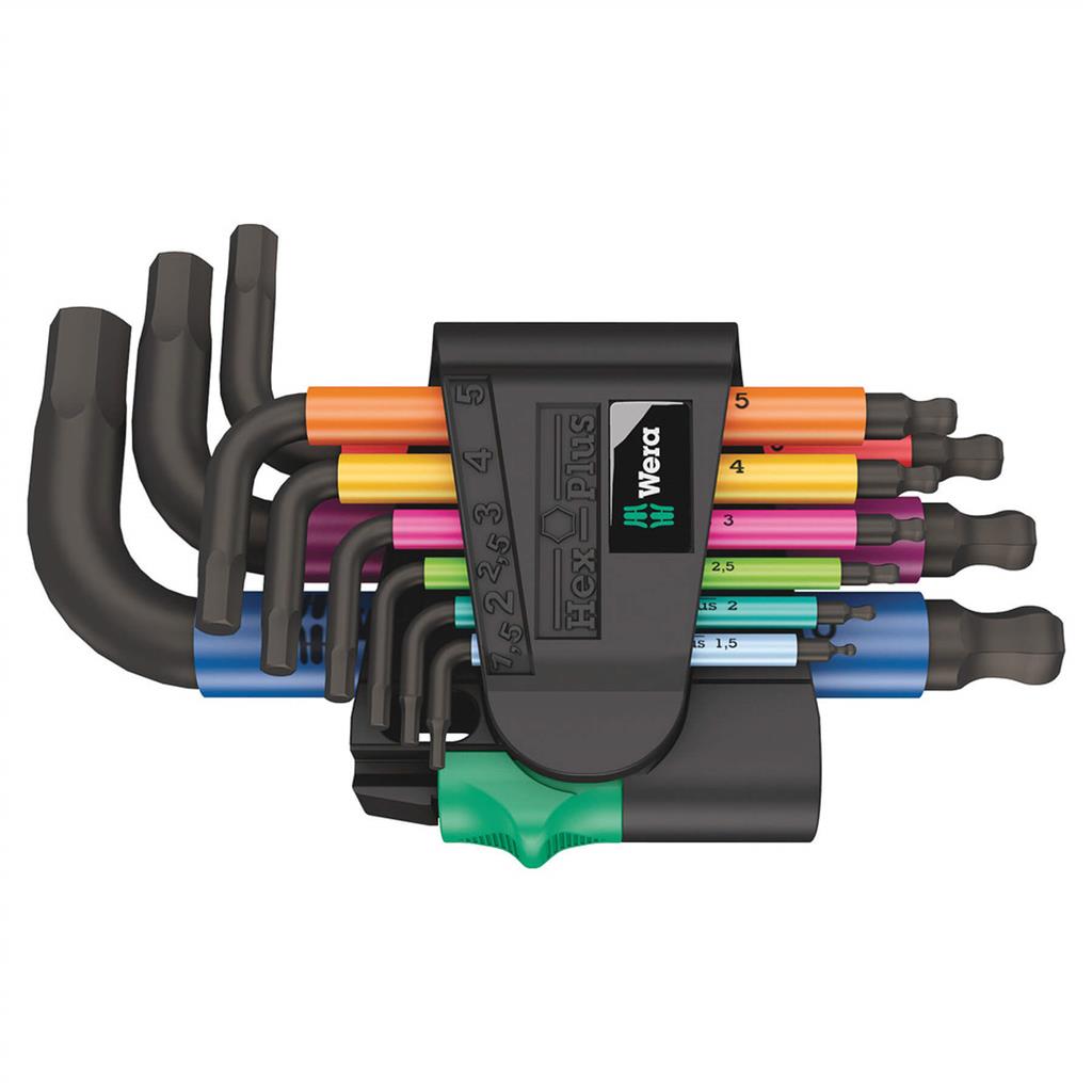 Wera 05133164001 950/9 SPKS Hex-Plus Blacklaser Multicolour 2 Metric L-Key Set (9-Piece)