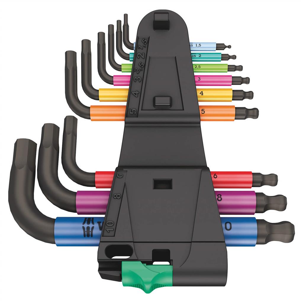 Wera 05133164001 950/9 SPKS Hex-Plus Blacklaser Multicolour 2 Metric L-Key Set (9-Piece)