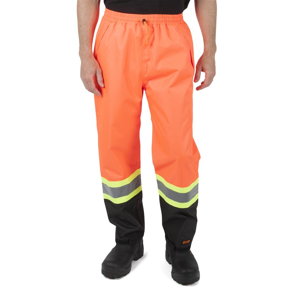 DURADRIVE MEN'S HI-VIS REFLECTIVE TAPE RIPSTOP RAIN PANTS - ORANGE