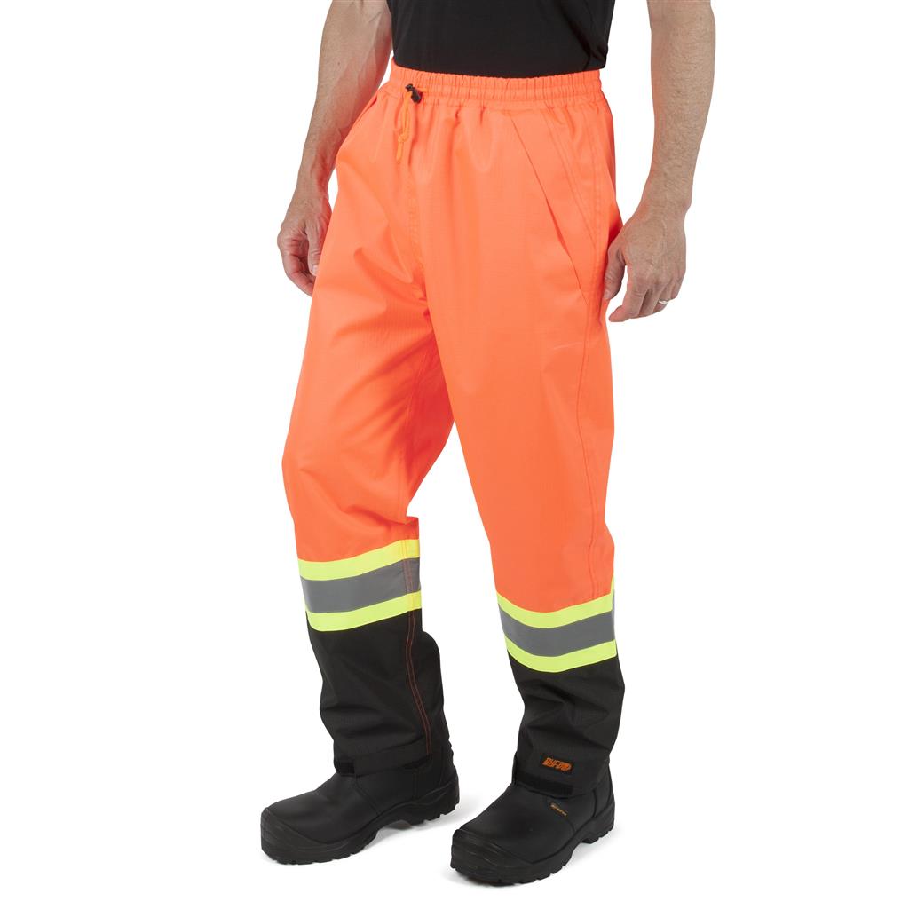 DURADRIVE MEN'S HI-VIS REFLECTIVE TAPE RIPSTOP RAIN PANTS - ORANGE