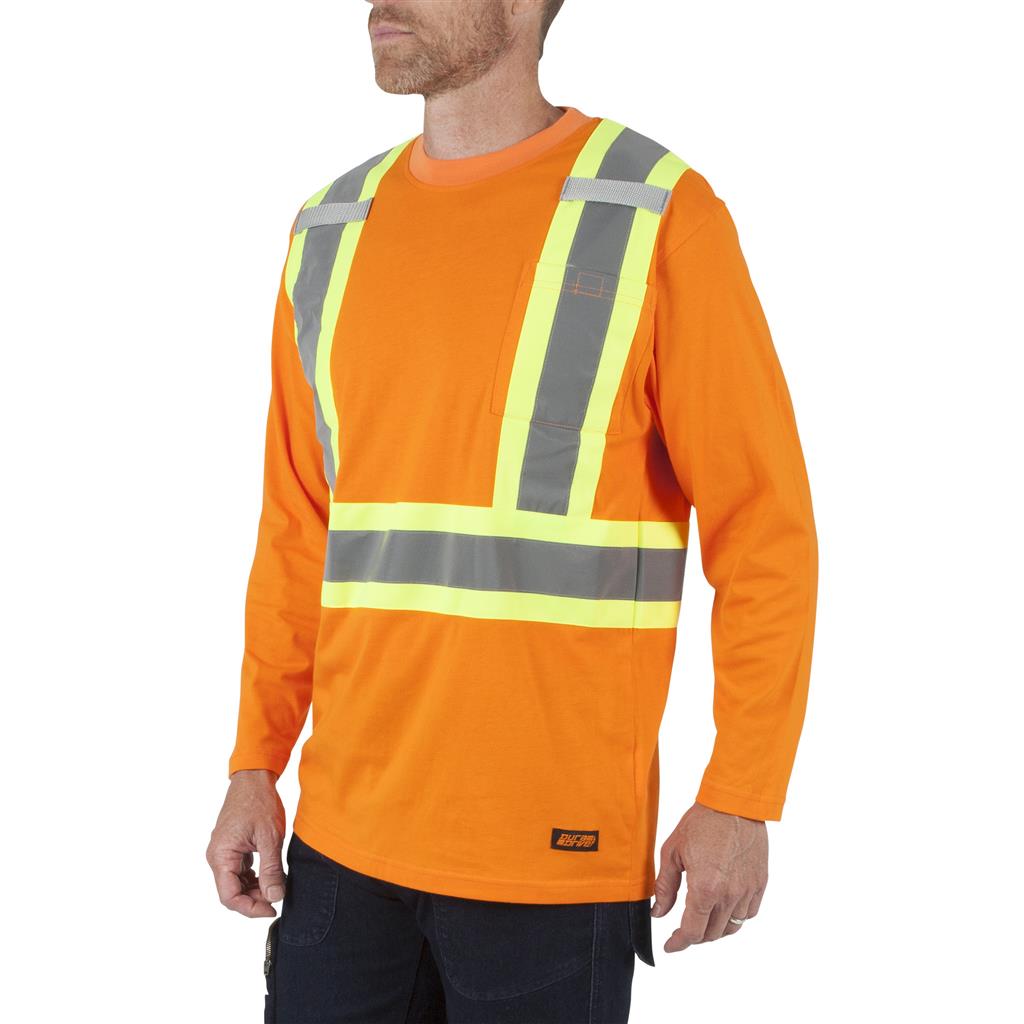 DURADRIVE 100% COTTON HI-VIS L/S T-SHIRT - ORANGE