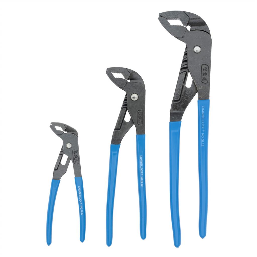 CHANNELLOCK GLS-3 GRIPLOCK Tongue and Groove Pliers Set (3-Piece)