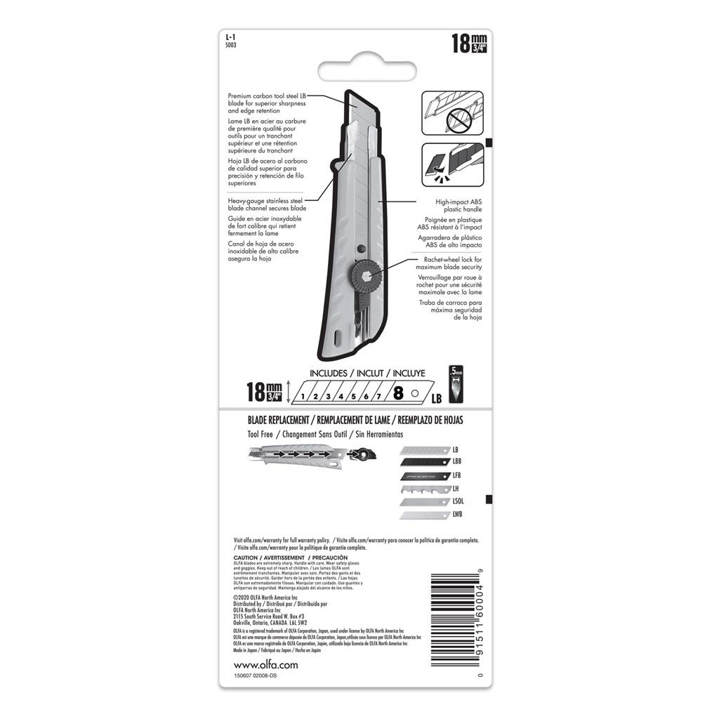 OLFA 5003 L-1 18mm Heavy-Duty Ratchet-Lock Utility Knife