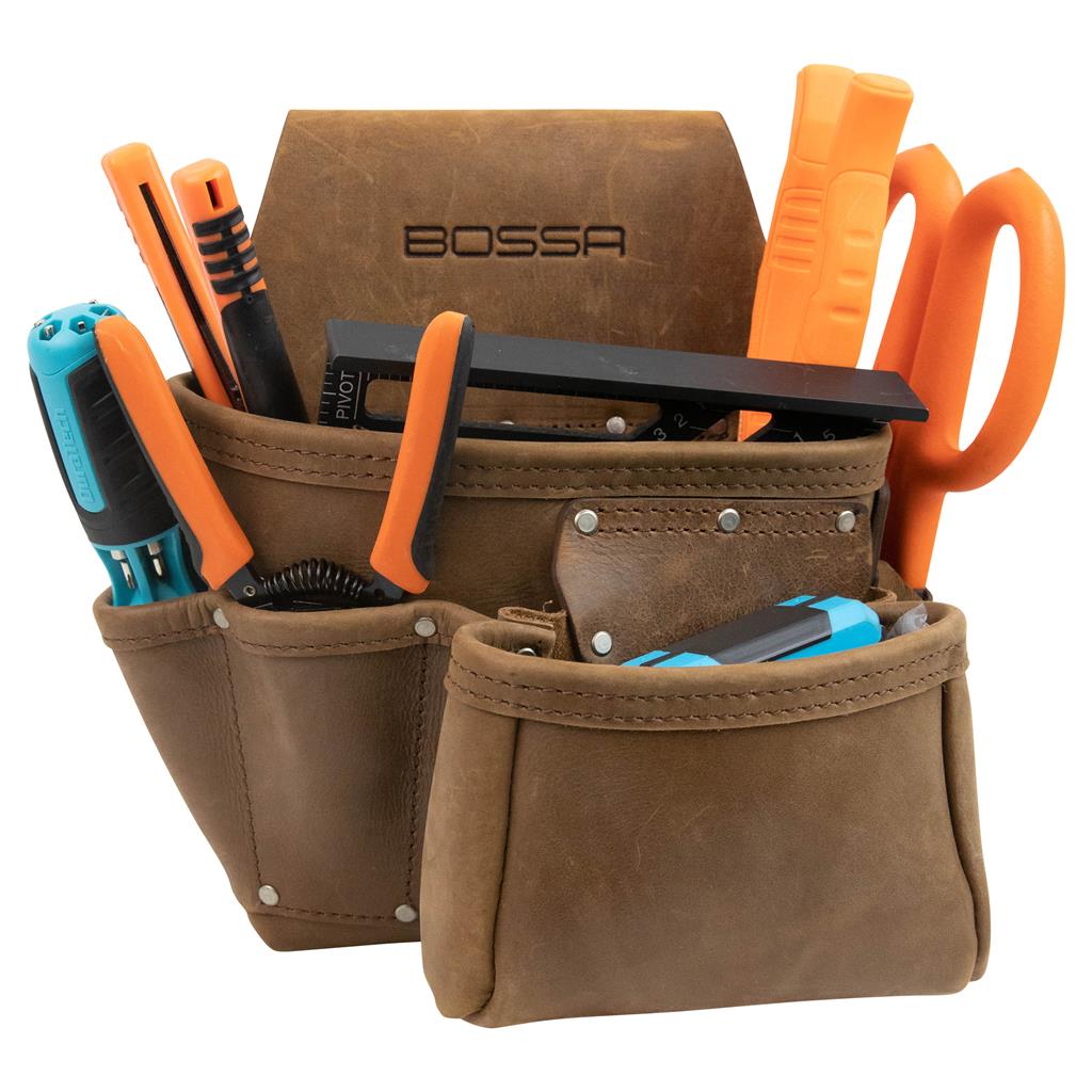 BOSSA 9-Pocket Leather Framers Tool Pouch