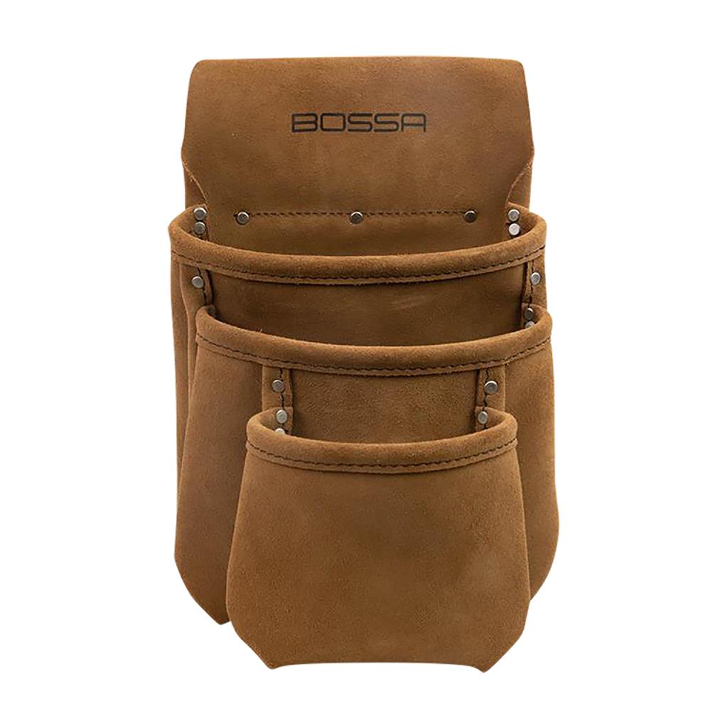 BOSSA 3-Pocket Tabaco Brown Leather Drywall Pouch