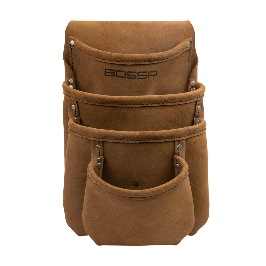 BOSSA 4-Pocket Tabaco Brown Leather Drywall Pouch