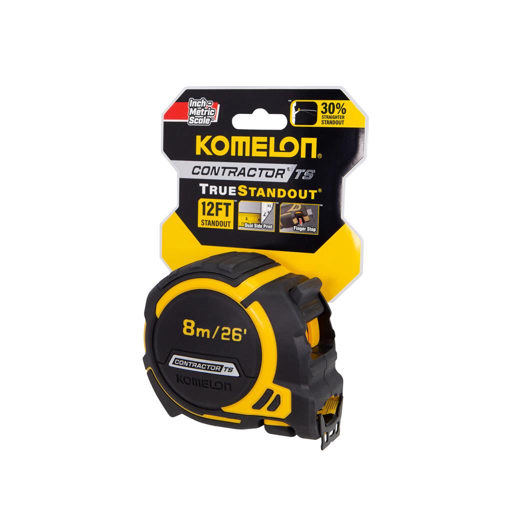  Komelon Contractor TS 8m/26 ft, 1-1/4in. wide blade Tape Measure