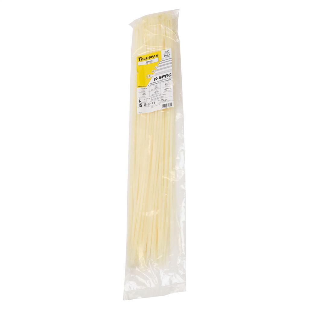 E24509C 24 in. 50 lb. Natural General Purpose Cable Ties (100-Pack)