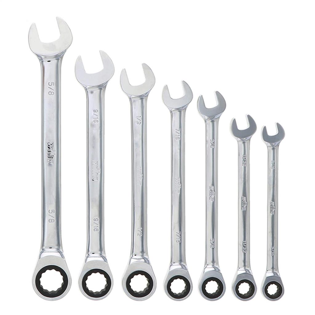 Wiha 30393 SAE Ratcheting Combination Wrench Set (7-Piece)