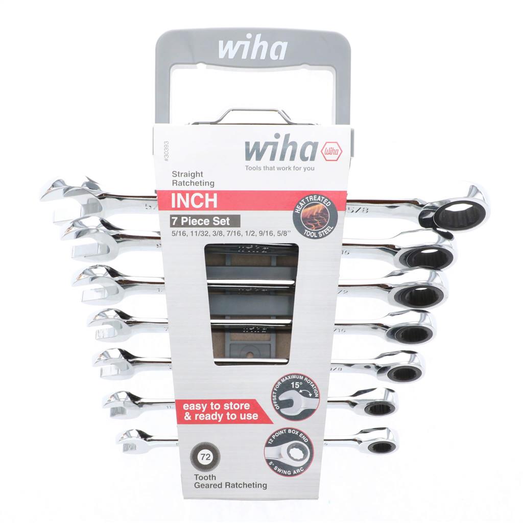 Wiha 30393 SAE Ratcheting Combination Wrench Set (7-Piece)