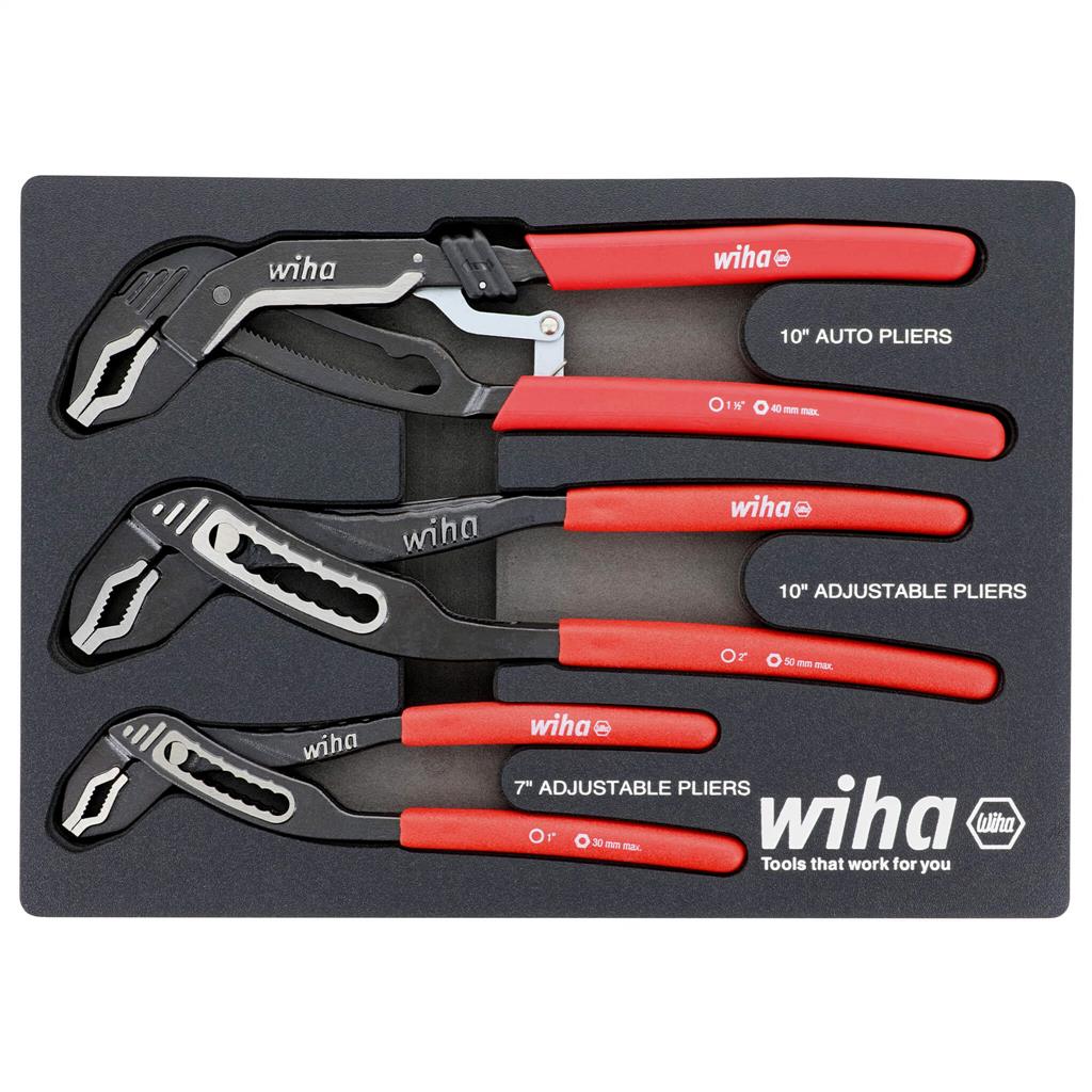 Wiha 34690 Classic Grip Adjustable Water Pump Pliers Set (3-Piece)