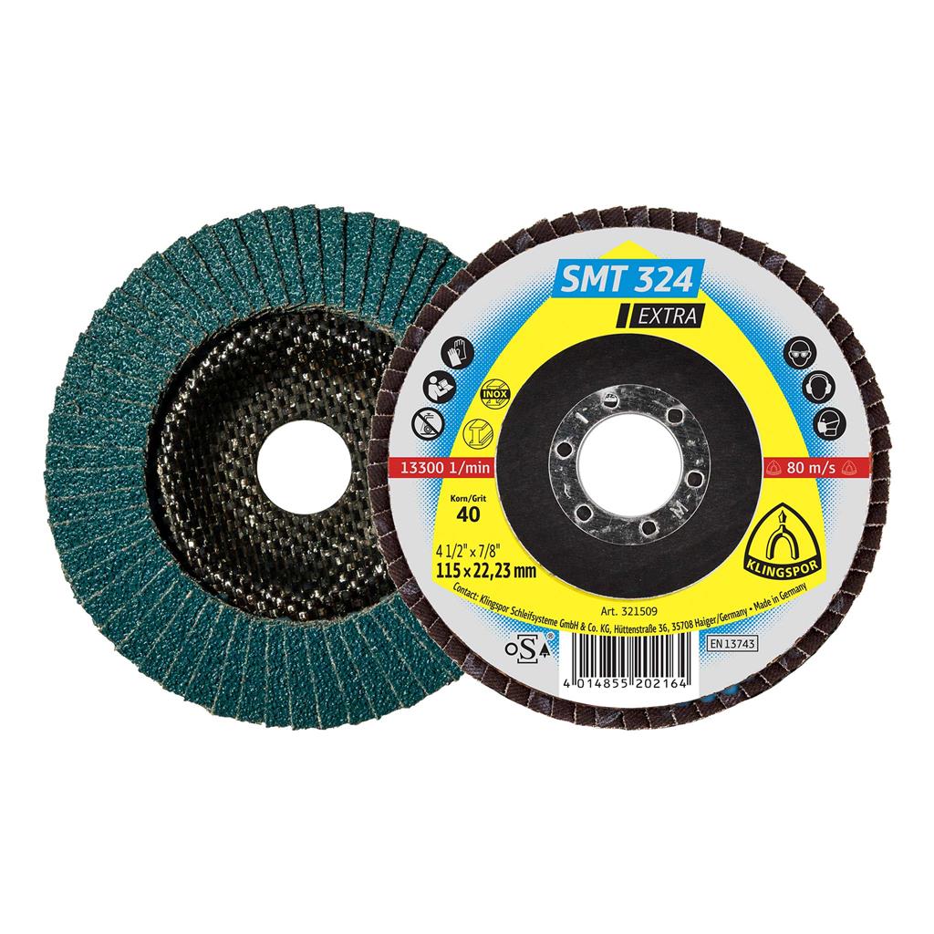 KLINGSPOR 321509 SMT 324 CONVEX FLAP DISC 4-1/2"X7/8" X 40G