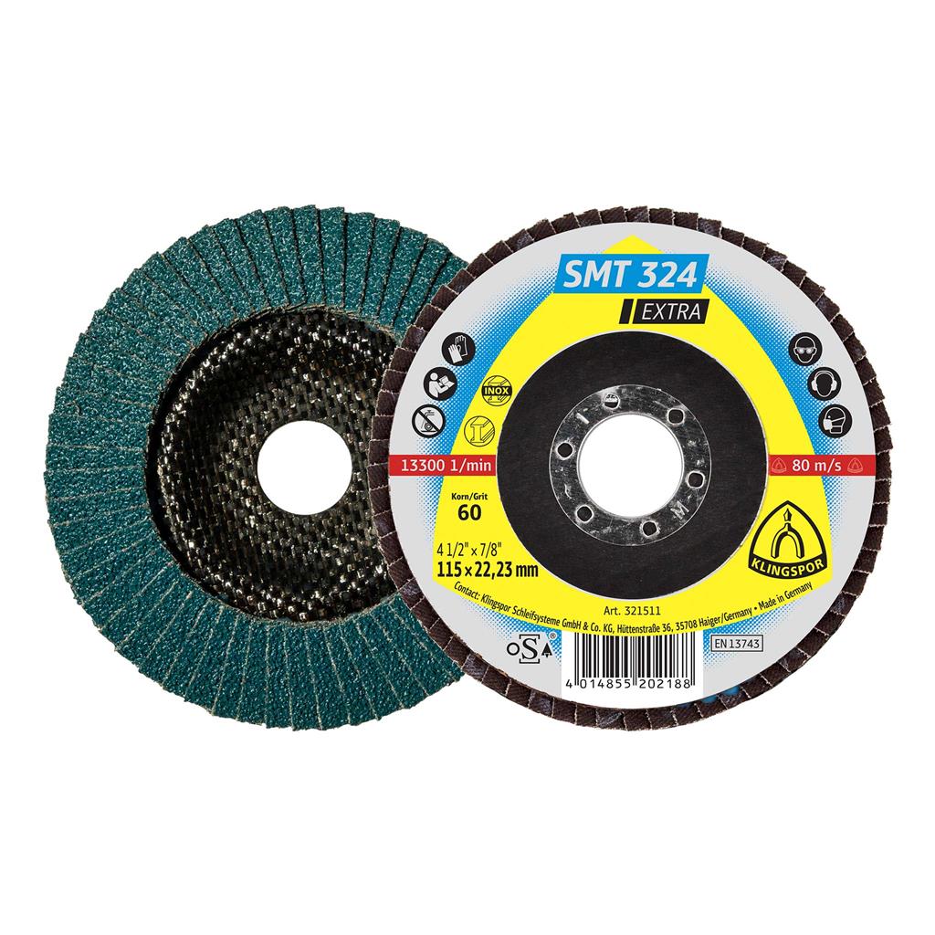 KLINGSPOR 321511 SMT 324 CONVEX FLAP DISC 4-1/2" x 7/8" X 60G