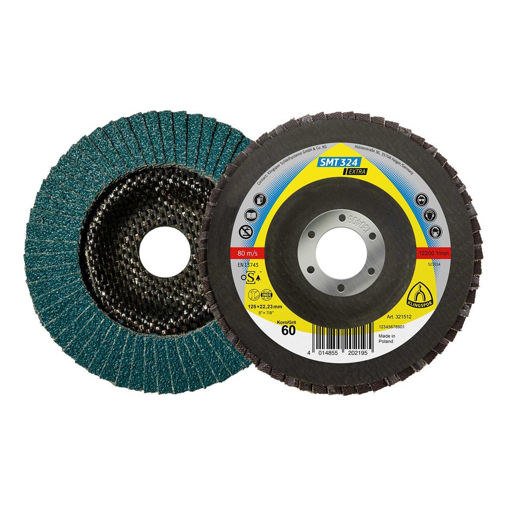 KLINGSPOR 321512 SMT 324 CONVEX FLAP DISC 5" X 7/8" X 60G