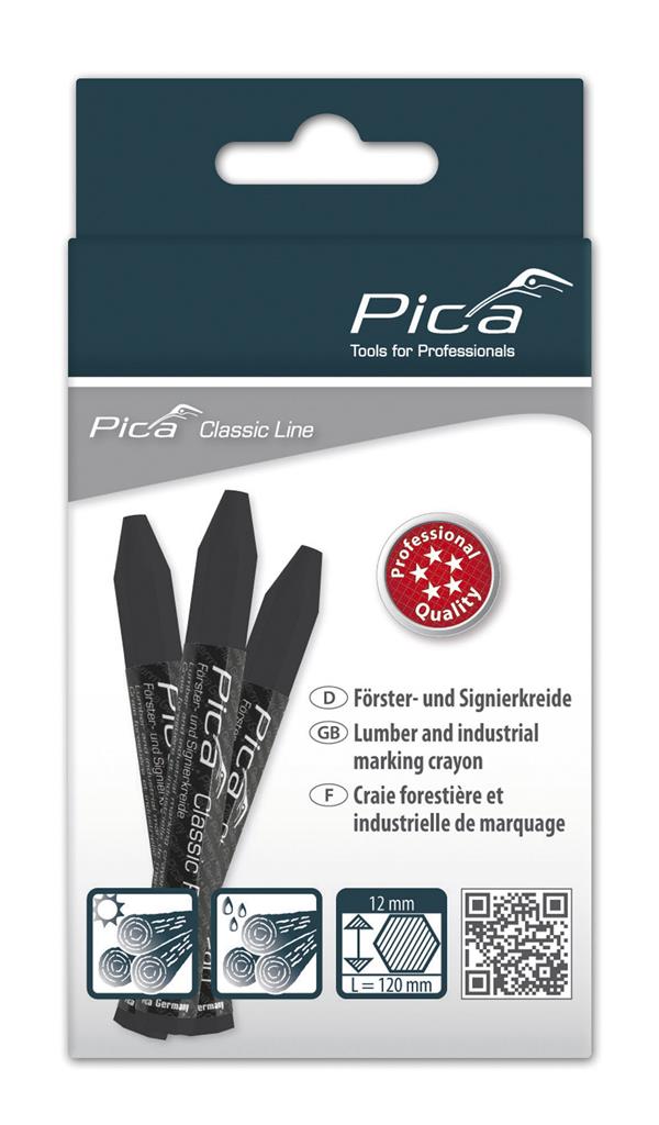 PICA 12mm x 120mm Lumber Crayon (Black, 12-Pack)