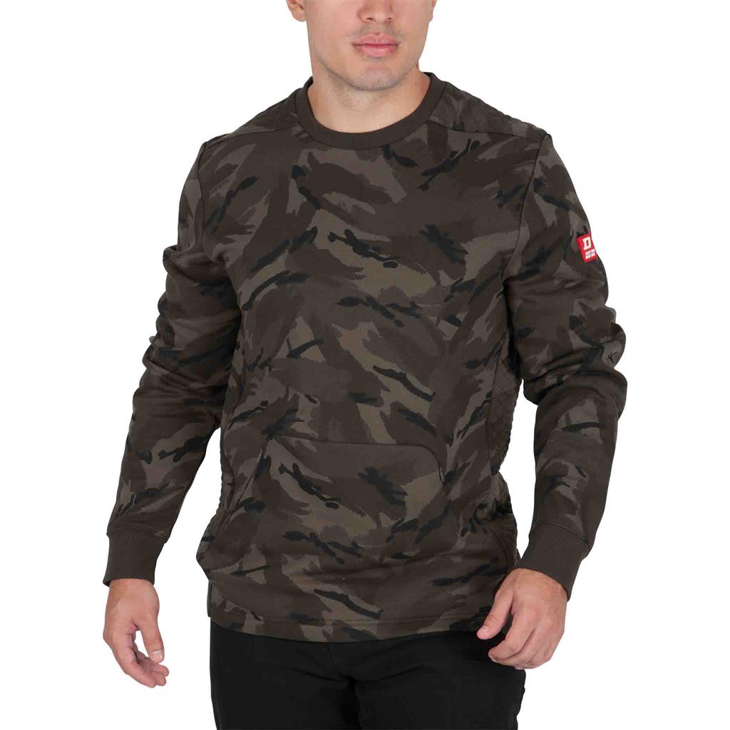 DuraDrive Red Label Men's WEEKEND Camouflage Inside Brushed Quilted Thermal Crew Neck Long Sleeves Sweatshirt