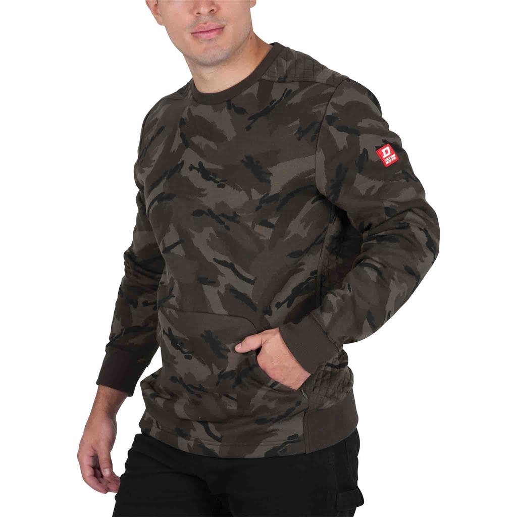 DuraDrive Red Label Men's WEEKEND Camouflage Inside Brushed Quilted Thermal Crew Neck Long Sleeves Sweatshirt