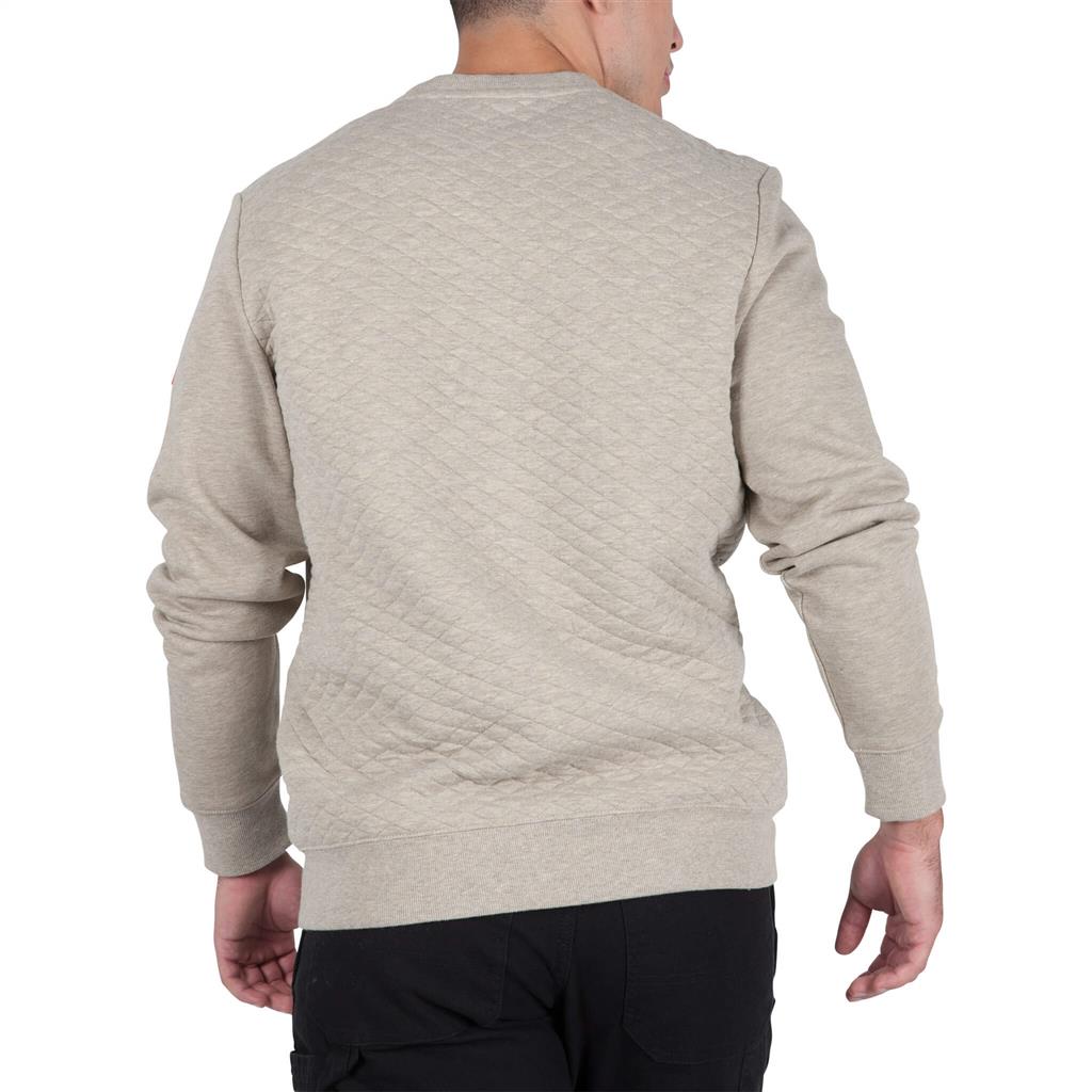 DuraDrive Red Label Men's WEEKEND Heather Khaki Inside Brushed Quilted Thermal Crew Neck Long Sleeves Sweatshirt