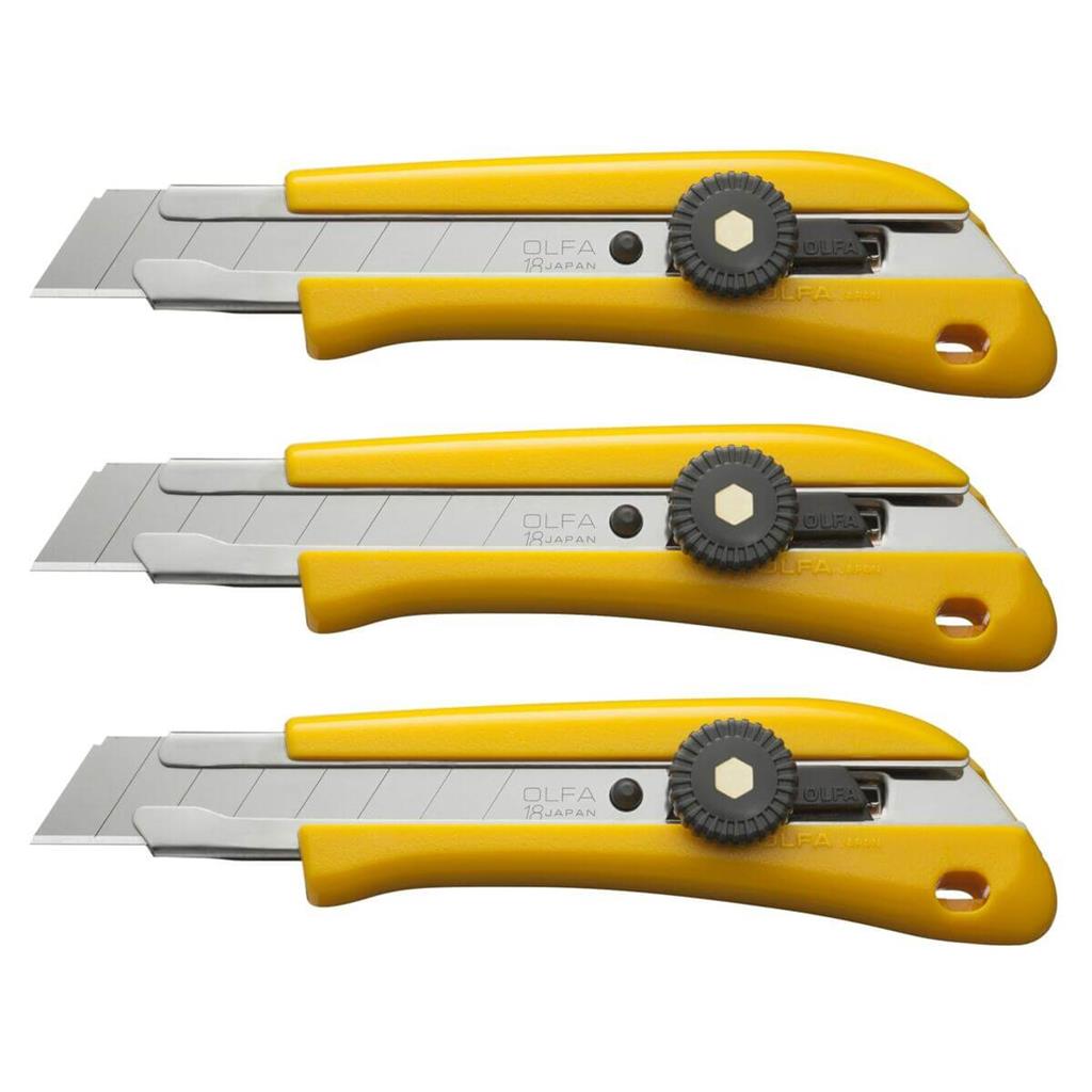 OLFA 1141946 BN-L/CP3 18mm Heavy-Duty Ratchet Lock Snap-Off Utility Knife (3-Pack)