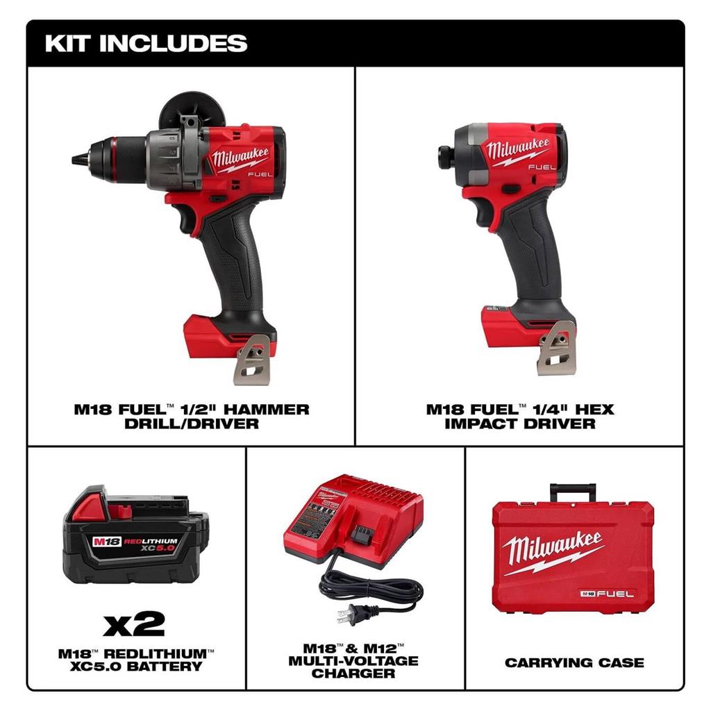 Milwaukee 3697-22 M18 Fuel 2-Tool Combo Kit Hammer/Impact
