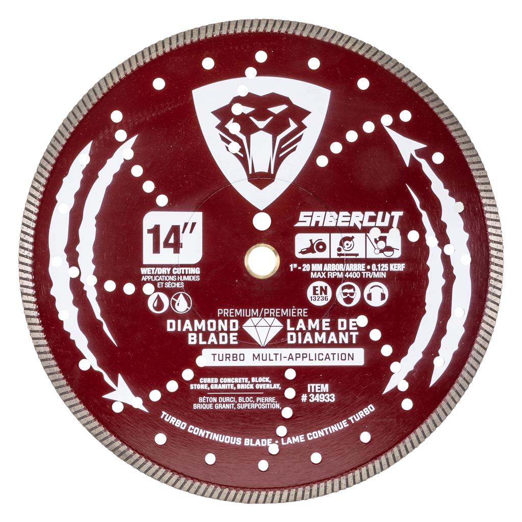 SABERCUT Multi-App Speed Turbo Continuous Diamond Blade 14" X 1"-20mm