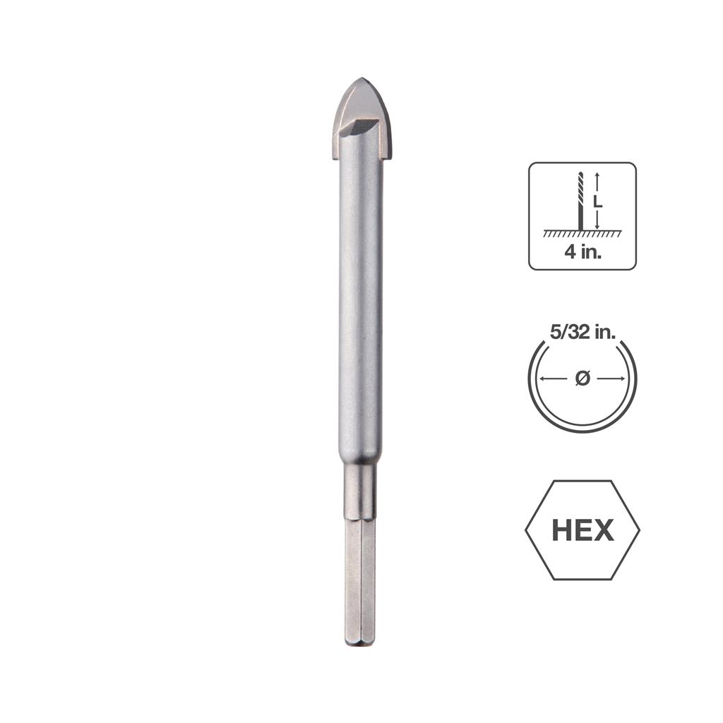 Sabercut Carbide-Tipped Hard Stone & Tile Drill Bit 5/32" X 4"