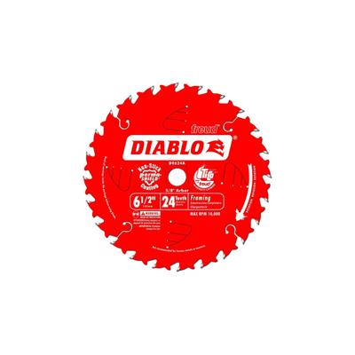 Freud Diablo D0624A 6-1/2 in. 24-Tooth Tracking Point High Density Carbide Tipped Wood Cutting Framing Saw Blade
