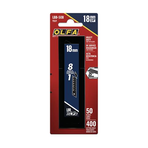 OLFA 9069 LBB-50B 18mm Black Heavy-Duty ULTRASHARP Snap-Off Utility Blades (50-Pack)