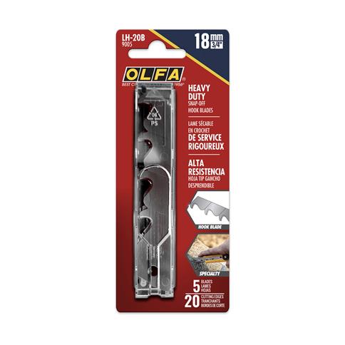 OLFA 9005 LH-20B Heavy-Duty Snap-Off Hook Utility Blades (5-Pack)