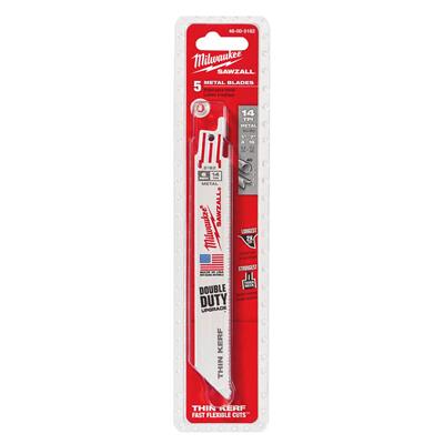 Milwaukee 48-00-5182 6 in. 14 TPI SAWZALL Standard Metal Reciprocating Saw Blade (5-Pack)