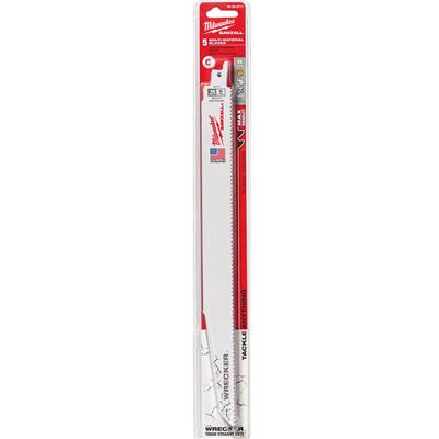 Milwaukee 48-00-5711 12 in. 7/11 TPI SAWZALL WRECKER Multi Material Reciprocating Saw Blade (5-Pack)