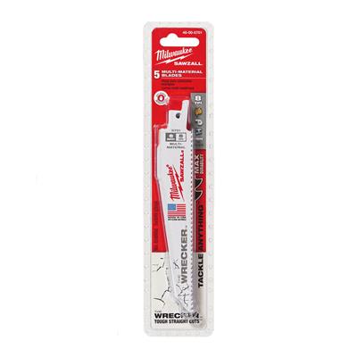 Milwaukee 48-00-5701 6 in. 7/11 TPI SAWZALL WRECKER Multi Material Reciprocating Saw Blade (5-Pack)