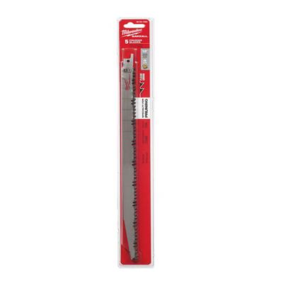 Milwaukee 48-00-1303 12 in. 5 TPI SAWZALL Pruning Reciprocating Saw Blade (5-Pack)