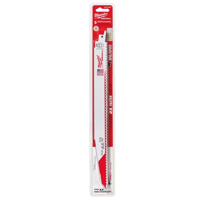 Milwaukee 48-00-5027 12 in. 5 TPI SAWZALL AX Nail Embedded Wood Reciprocating Saw Blade (5-Pack)