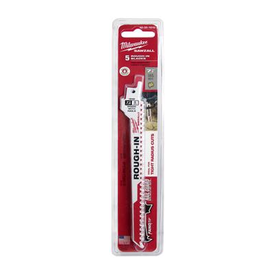 Milwaukee 48-00-1610 7-3/8 in. 5 TPI SAWZALL Rough-In Reciprocating Saw Blade (5-Pack)