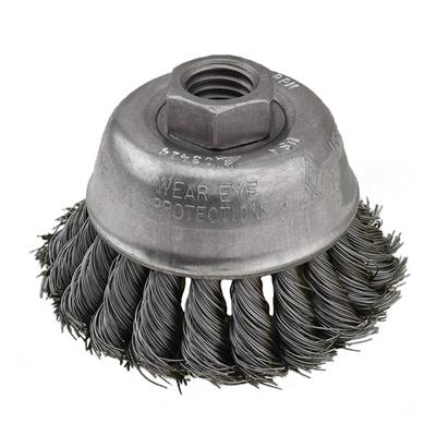 SAIT 03407 4 in. x 0.020 in. x 5/8-11 in. Carbon Steel Nut Outside Knot Wire Large Cup Brush