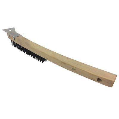 Bennett 777-WIRE Wooden Handle 4-Row Wire Brush with Flat Scraper Tip