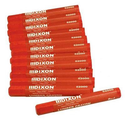 DIXON 52000 4-1/2 in. Wet & Dry Red Hexagonal Lumber Crayons (12-Pack)