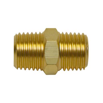 DuraDrive P12 1/4 in. Male x 1/4 in. Male Brass Hex Head Nipple Air Hose Fitting